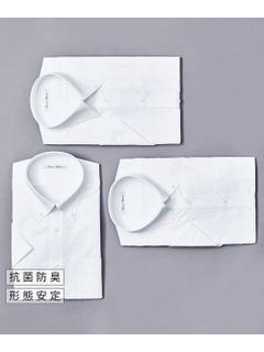 【大きいサイズ/メンズ】抗菌防臭・形態安定半袖ワイシャツ白3枚組（ボタンダウン）（標準シルエット）